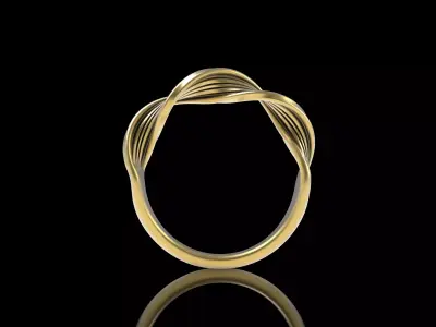 Twist Design Ladies Gold Ring 3D print model