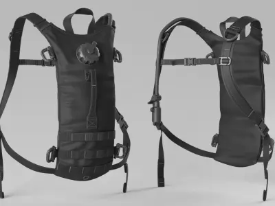 Hydration Backpack Carrier Black Worn Position 3D model