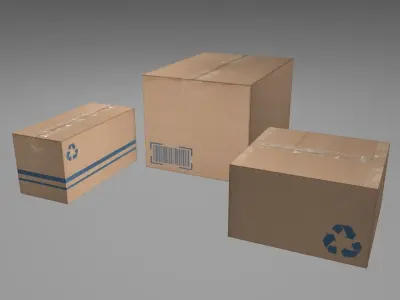 Cardboard Boxes Low Poly Low-poly 3D model