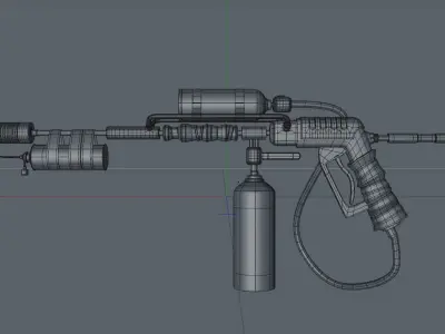 Flame Thrower 3D - High Poly - Low poly - Game Ready Low-poly 3D model