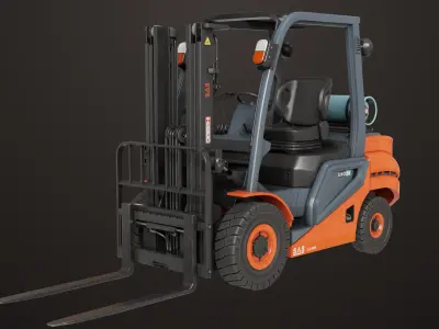 Forklift Truck 02 Orange All PBR Unity UE Textures Low-poly 3D model