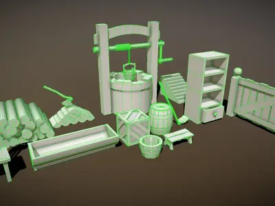Farm Tools Low-poly 3D model