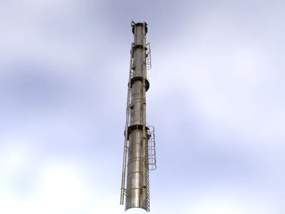 Industrial Chimney 002  Low-poly 3D model