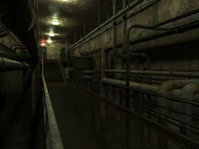 lowpoly rusty plumbing basement with pipes Low-poly 3D model