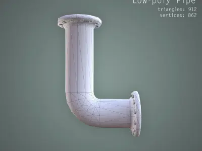 Curved Pipe - Low Poly Low-poly 3D model