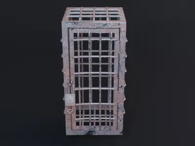 MedievalProp Cage - Lock - Key Game Ready 3D Model 3D model