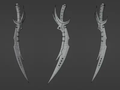 Curved Dagger Low-poly 3D model