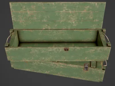 Painted Wooden Ammo Box - PBR Game-Ready Low-poly 3D model