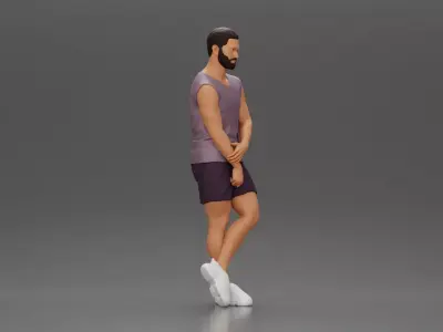 Casual Tennis Player Posing with Racket in Sporty Outfit 3D print model