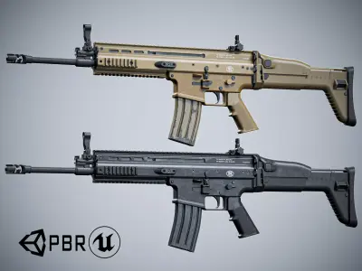 MK 16 FN SCAR-L modular Low-poly 3D model