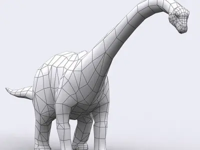 3DRT - Dinosaurs - Diplodocus Low-poly 3D model