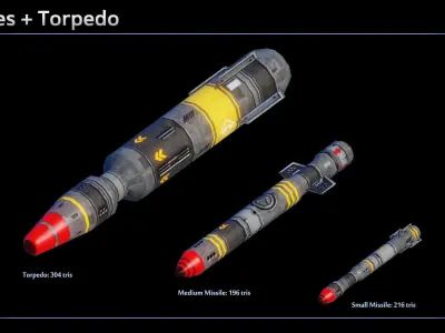 Modular Military Space Station Low-poly 3D model