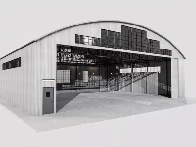 Military Aircraft Hangar 2 Types Low-poly 3D model