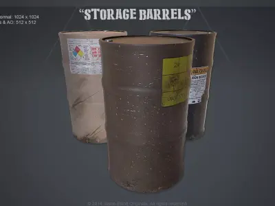 Barrels storage Low-poly 3D model