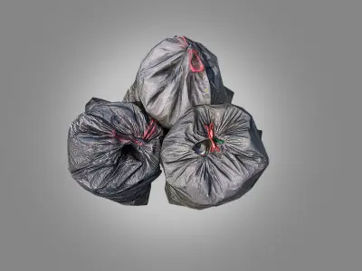 4 Trash Bag Bundle Low-poly 3D model