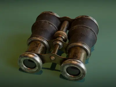 Vintage Binoculars Low-poly 3D model