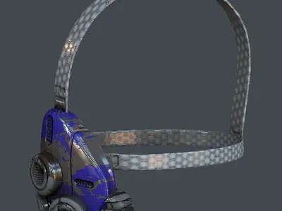 Gas mask helmet 3d model scifi Low-poly  Low-poly 3D model 7