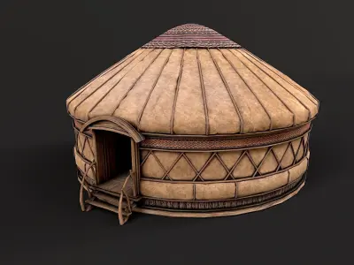 Mongolian Yurt and Interior 1 Low Poly PBR  Low-poly 3D model