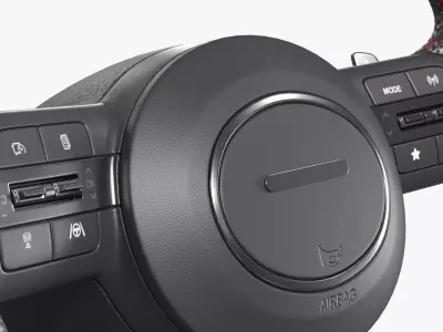 Car Steering Wheel With Control Buttons 3D model