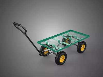 GREEN MESH PLATFORM TURNTABLE TROLLEY CART ROBUST CONSTRUCTION 4 3D model