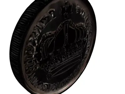 Detailed Royal Crown Silver Coin Low-poly 3D model