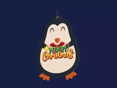 Prop001 Lovely Christmas Penguin Labels Low-poly 3D model