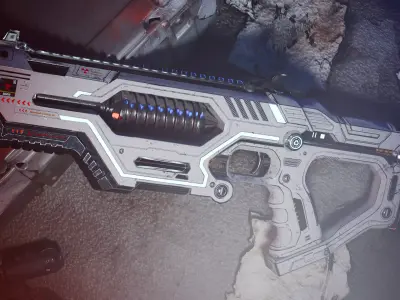 Sci-fi gun Low-poly 3D model 6