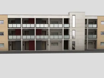 Realistic European City Block Building 26 Low-poly 3D model