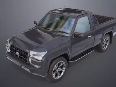 Generic Pickup Truck 01 Black and White Rigged All PBR Textures Low-poly 3D model