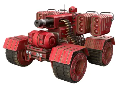 UGV Concept-3-Red-Dirty Low-poly 3D model
