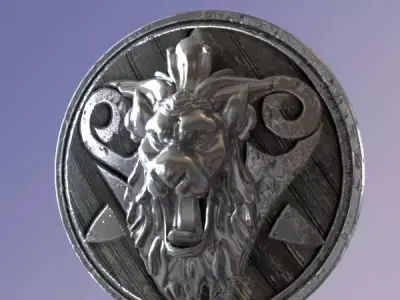 Medieval warrior lion Shield  3D model