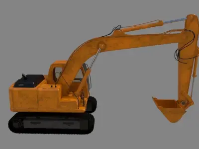 forkcrane orange excavator 3D model