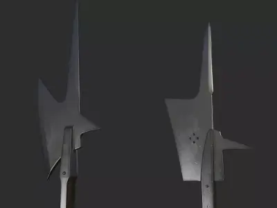Halberds of two types Low-poly 3D model
