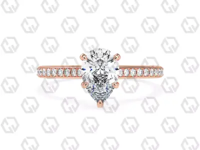 Ring 57 Pear shape pave setting ring with gems 3D print model
