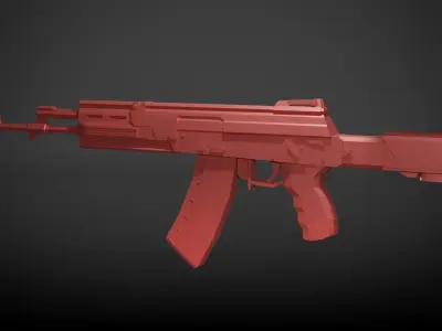 Stylized AK12 Assault Rifle Low-poly 3D model