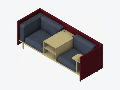 Sofa - Contemporary - Flame - Medium - Central Shelf Work Shelf Low-poly 3D model purchase