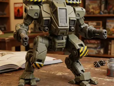 Heavy Battle Mech Walker Sci-Fi Wargaming Miniature 3D print model