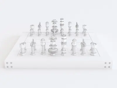 Chess of bolts and nuts 3D model