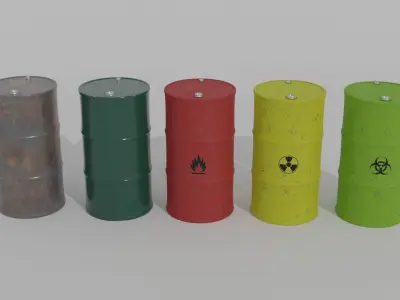 Industrial Barrel Collection Low-poly 3D model