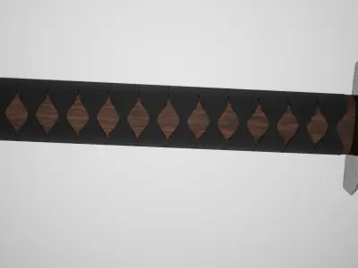 Katana samurai sword Low-poly 3D model 6