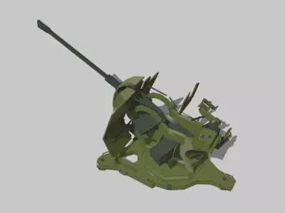flak38 military machine gun Low-poly 3D model