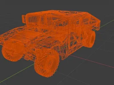 Humvee orange military vehicle Low-poly 3D model