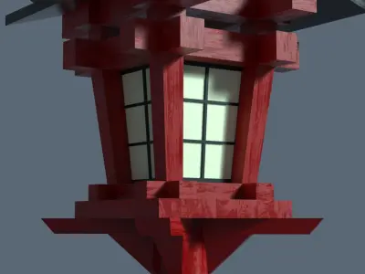 Japanese traditional Lantern  Free low-poly 3D model