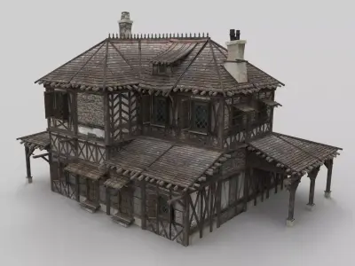 Medieval house fantasy 14  Low-poly 3D model