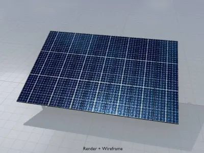 Solar module version 1 width 15000mm tilt angle 20 degrees Low-poly 3D model