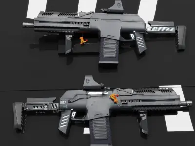Gun model AK  cyberpunk Low-poly 3D model