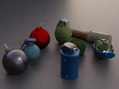Granades Pack Free low-poly 3D model