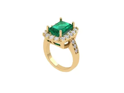 Emerald Art Deco Ring 3D print model 35