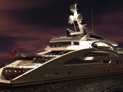 Ace Superyacht Night Scene1 3D model