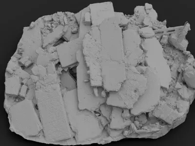 destroyed house ruins debris part4 photogrammetry Low-poly 3D model